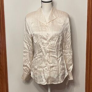 Vintage 100% Silk Elegant Cream Button Down Shirt
